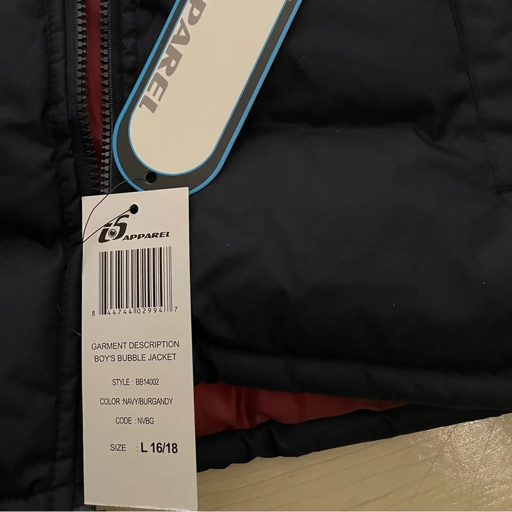 NWT i5 Apparel Boys  Winter or Ski Bubble Navy Burgundy Outerwear Jacket…